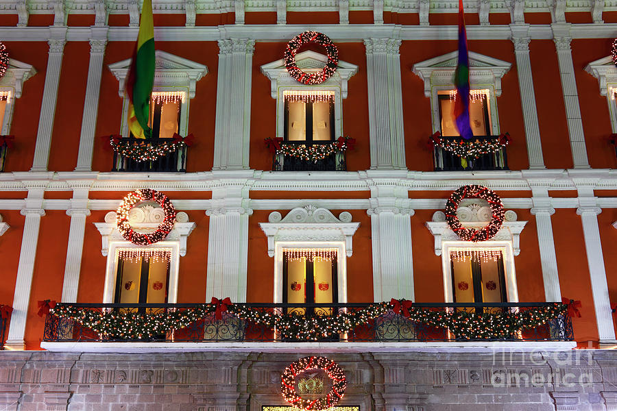 Christmas Decorations on Presidential Palace La Paz Photograph by James Brunker