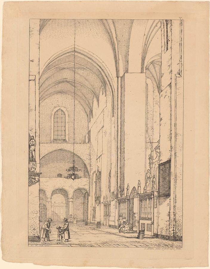 Architecture Painting - Christen Kobke 1810-1848 Interior of Aarhus Cathedral by Celestial Images