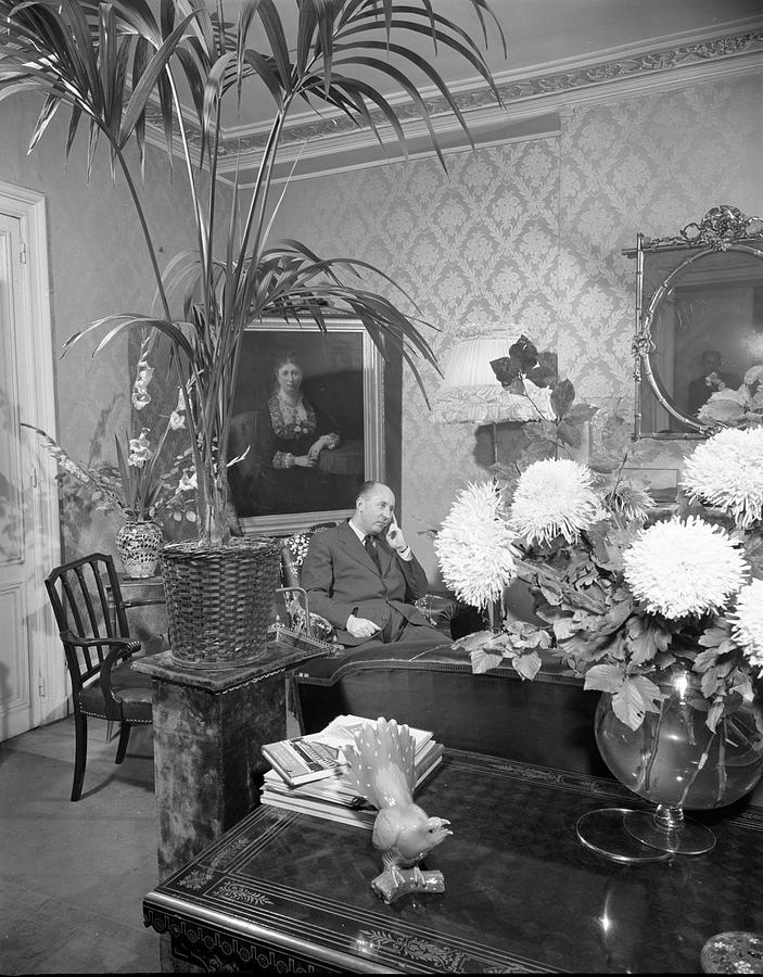 Black And White Photograph - Christian Dior At Home by Frank Scherschel