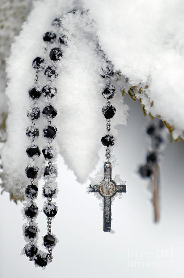 Christian Rosary On A Fir Tree In Wintertime Photograph by European School