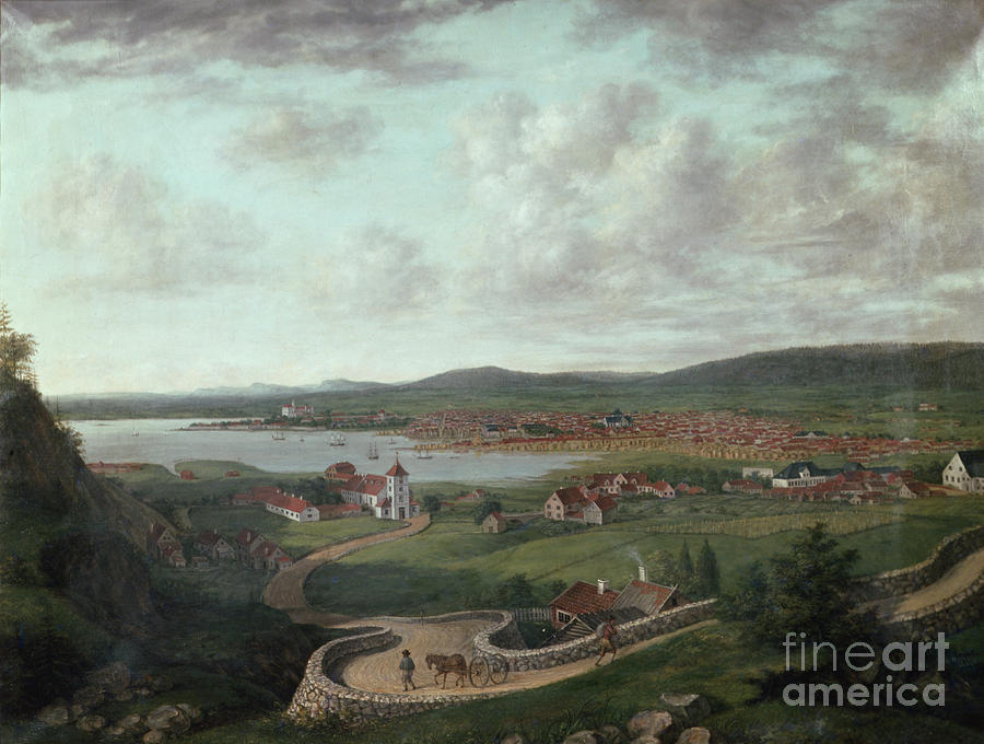 Christiania with surrounding area taken from Egeberget Painting by O Vaering by Jacob Munch