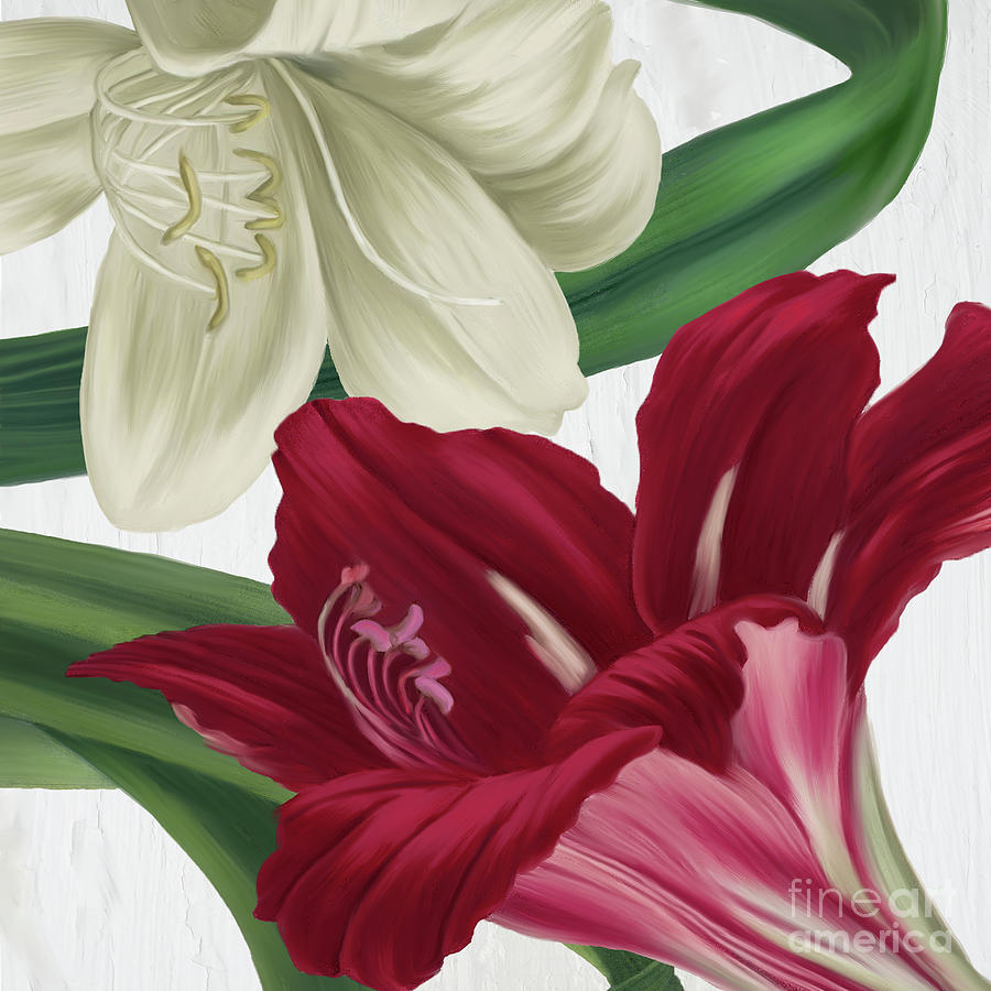 Christmas Amaryllis I Painting by Mindy Sommers