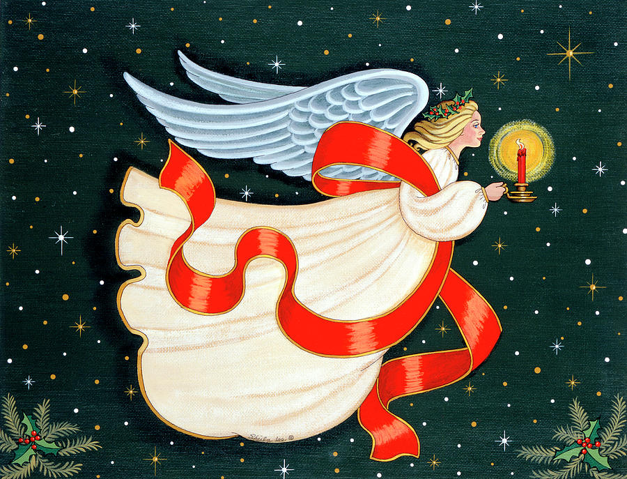Candle Painting - Christmas Angel by Sheila Lee