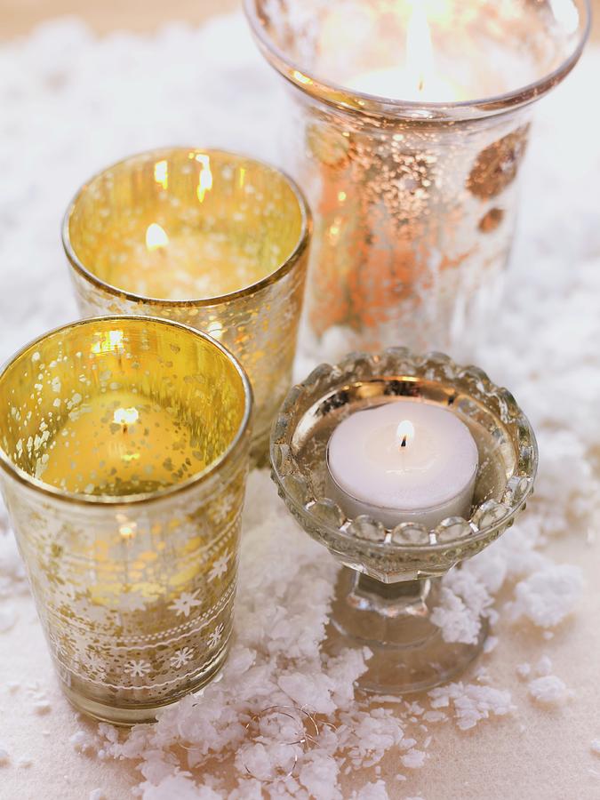 Christmas Arrangement With Tealight Holders Photograph by Eising Studio - Food Photo & Video