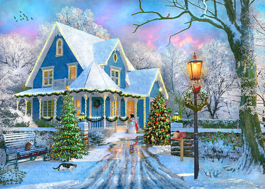 Christmas At Home Painting by MGL Meiklejohn Graphics Licensing