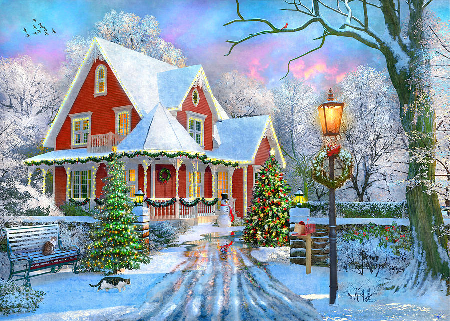 Christmas At Home (variant 1) Painting by MGL Meiklejohn Graphics Licensing