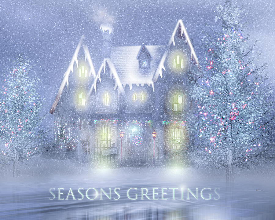 Christmas at Satis Manor - Greeting Digital Art by Mark Andrew Thomas