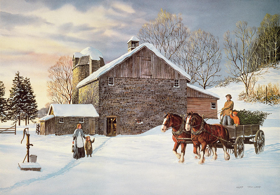 Christmas At The Farm Painting by Jack Wemp
