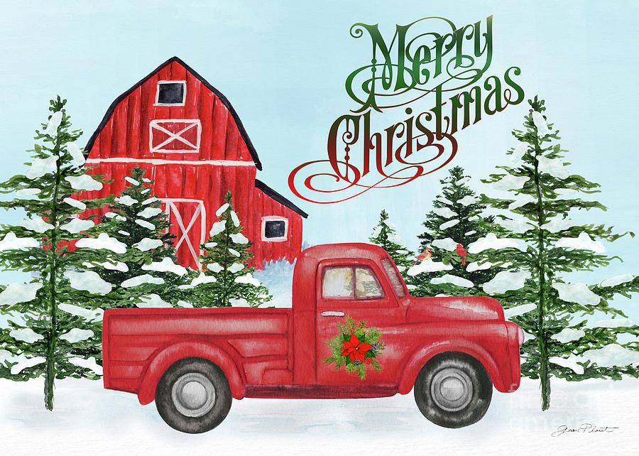 Christmas Barn And Truck A Painting by Jean Plout