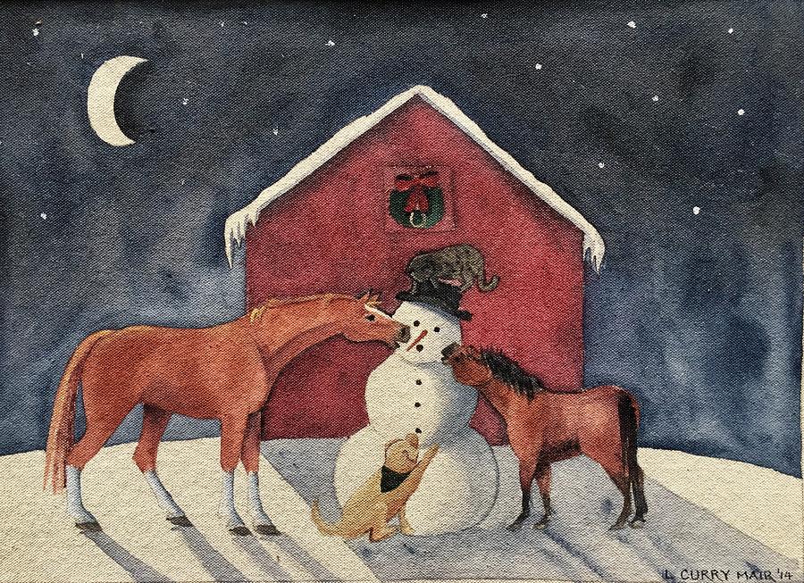 Christmas Barn Painting by Lisa Curry Mair