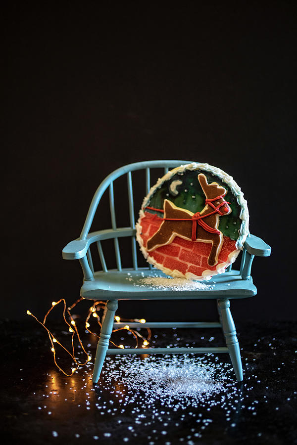 Christmas Biscuit On Blue Chair Photograph by Eising Studio
