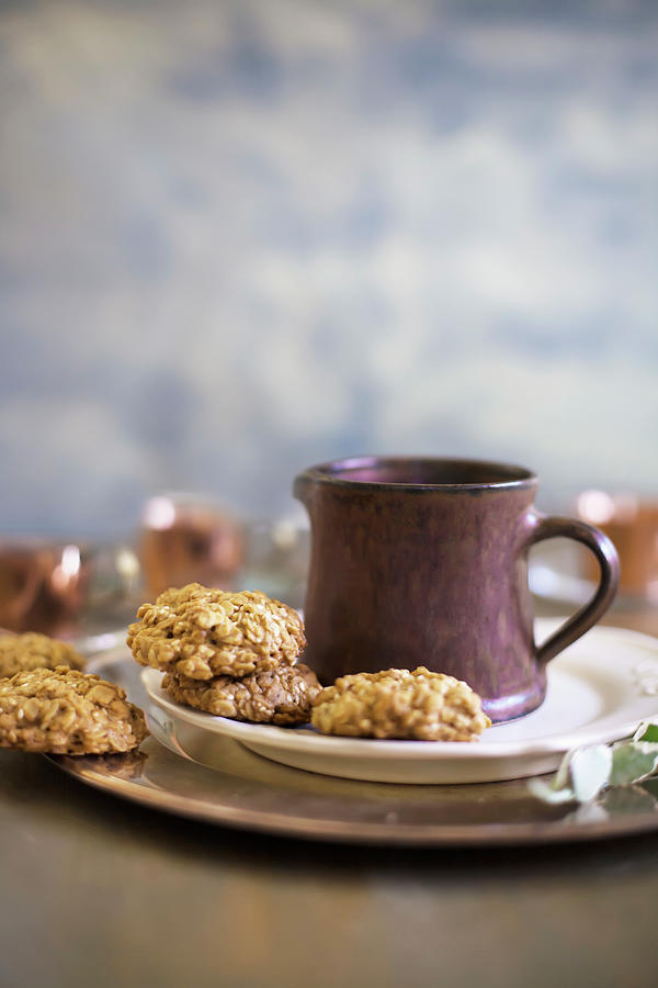Christmas Biscuits And Mug On Plate Photograph by Alicja Koll