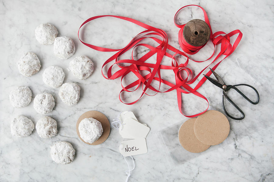 Christmas Biscuits And Packaging For Gifting Photograph by Debra Cowie