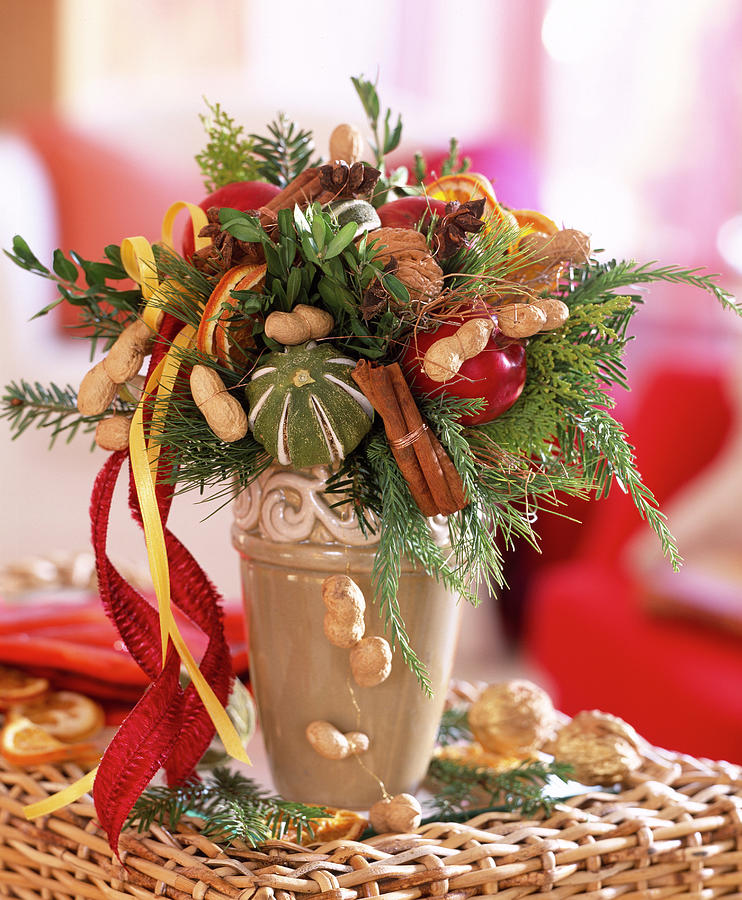 Christmas Bouquet With Nuts And Spices Photograph by Friedrich Strauss