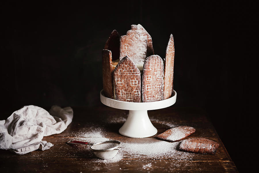 Christmas Cake Decorated With Gingerbread Houses Photograph by Justina Ramanauskiene