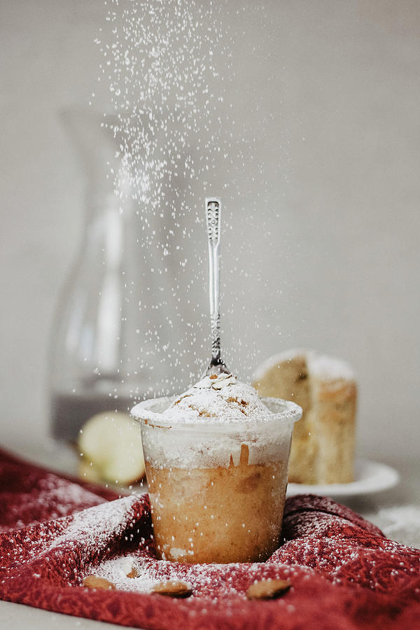 Christmas Cake In A Glass Dusted With Powdered Sugar Photograph by Mara Wallinger