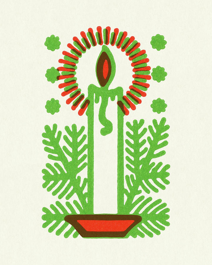 Christmas Drawing - Christmas Candle by CSA Images