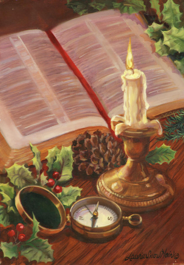 Christmas Painting - Christmas Candle by Laurie Snow Hein