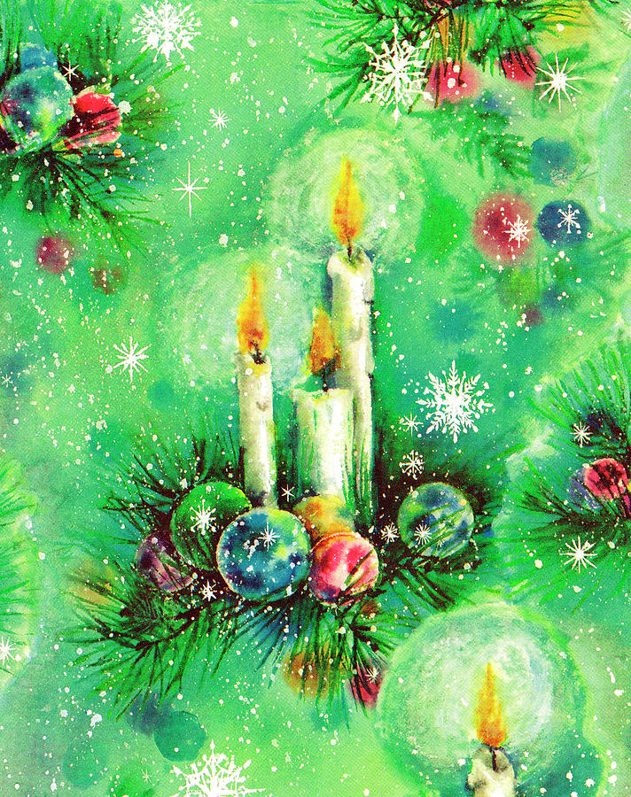 Christmas Drawing - Christmas Candle Pattern by CSA Images