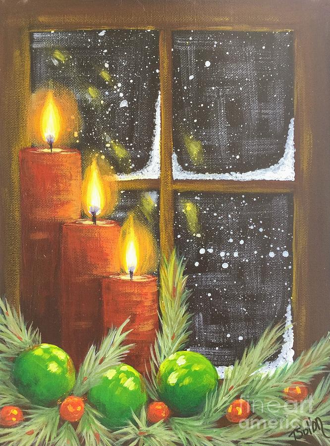 Christmas Candles Painting By Tricia Sutton