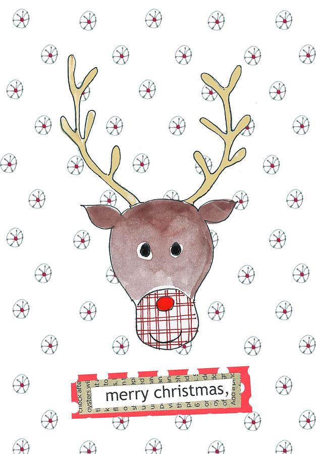 Christmas Mixed Media - Christmas Card Reindeer by Effie Zafiropoulou
