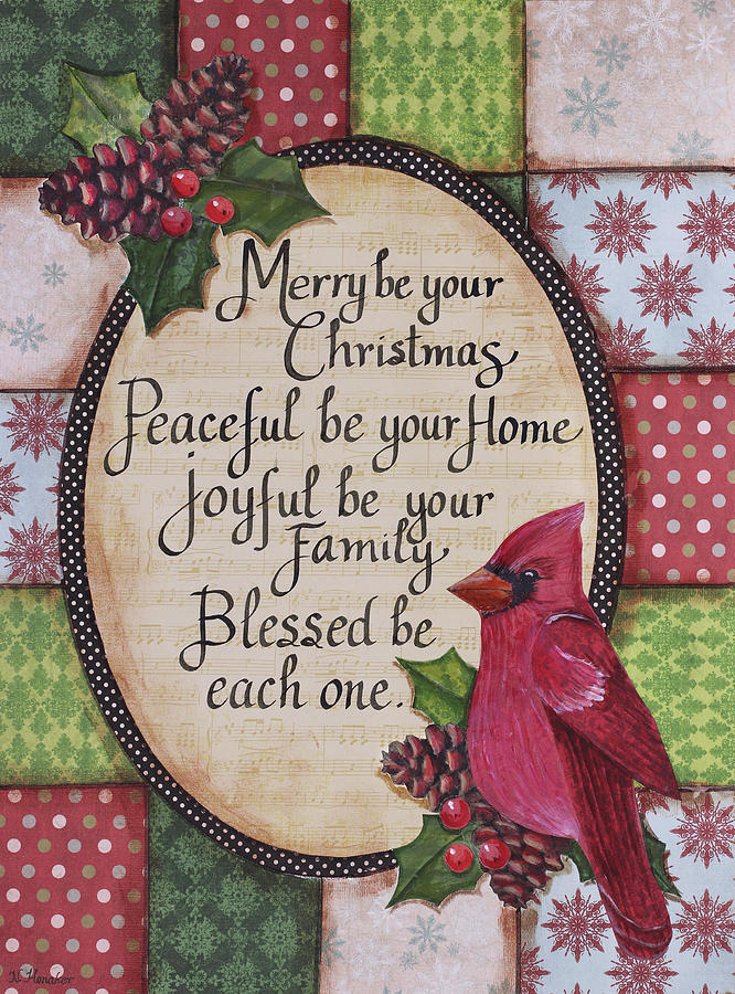 Typography Mixed Media - Christmas Cardinal by Let Your Art Soar