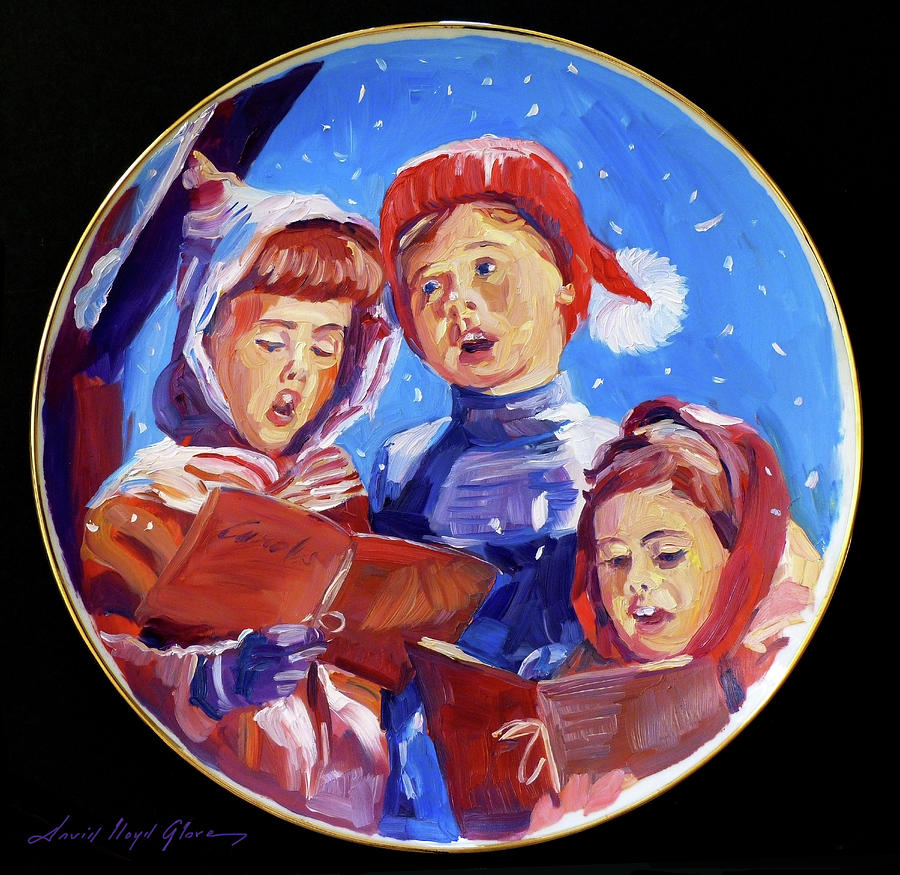 Christmas Carolers  Painting by David Lloyd Glover