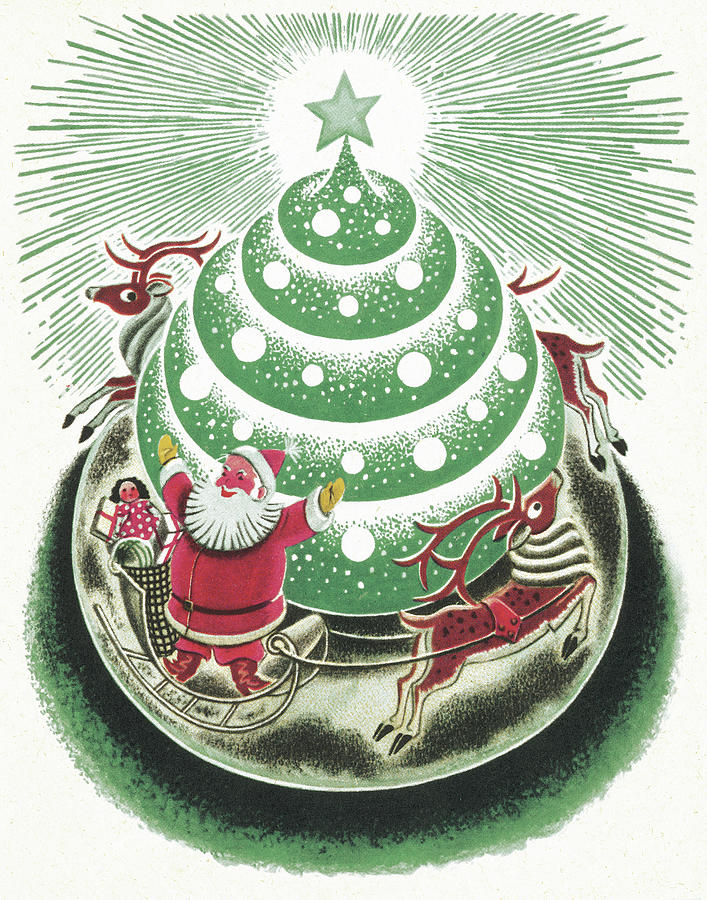 Christmas Drawing - Christmas Carousel by CSA Images