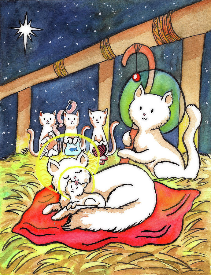 Holiday Painting - Christmas Cats by Abraal
