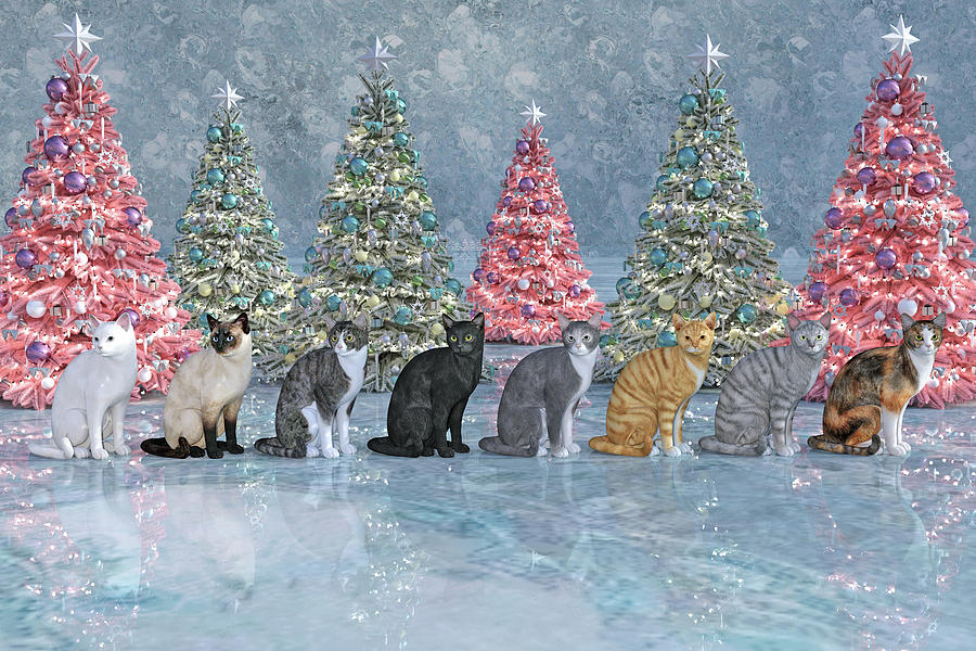 Cat Digital Art - Christmas Cats by Betsy Knapp Cat Digital Art - Christmas Cats by Betsy Knapp