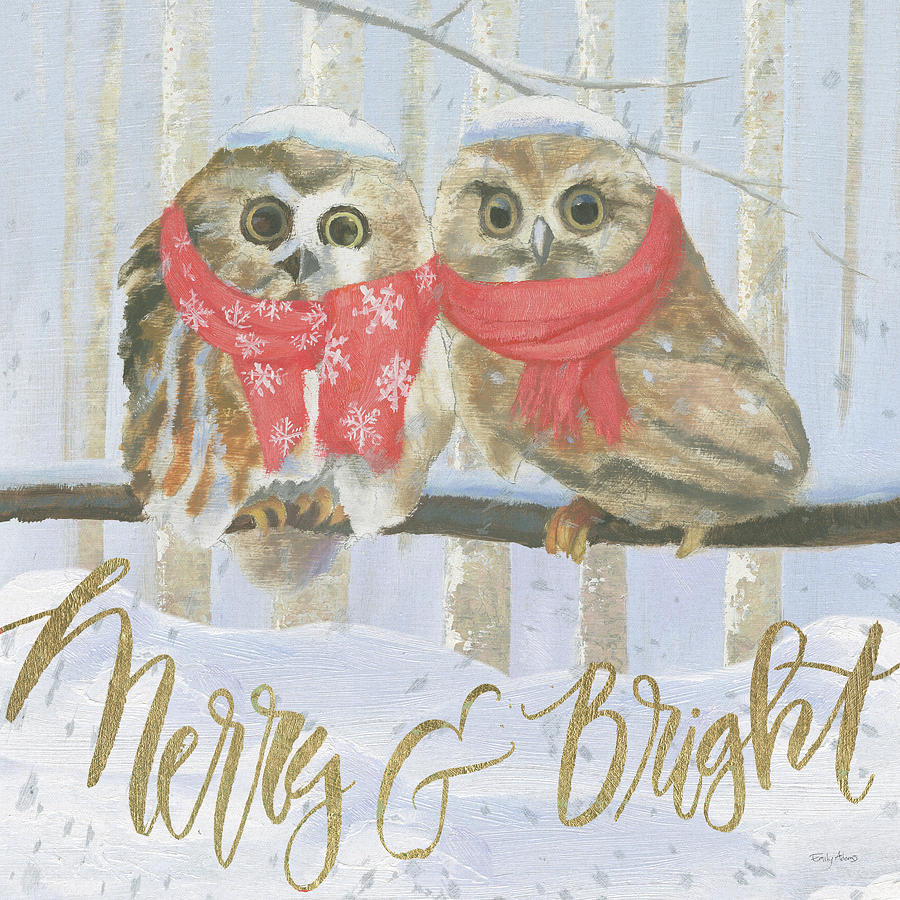 Animal Painting - Christmas Critters Bright V by Emily Adams