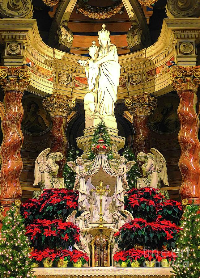 Christmas Decor at Our Lady of Victory Basilica Lackawanna NY Abstract Effect Photograph by Rose Santuci-Sofranko