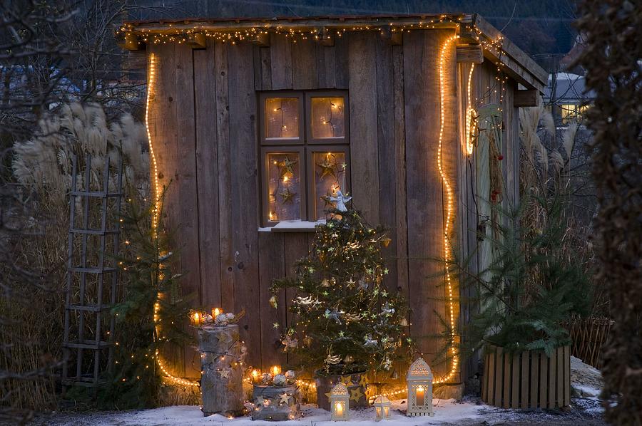 Christmas Decorated Summer House Photograph by Friedrich Strauss