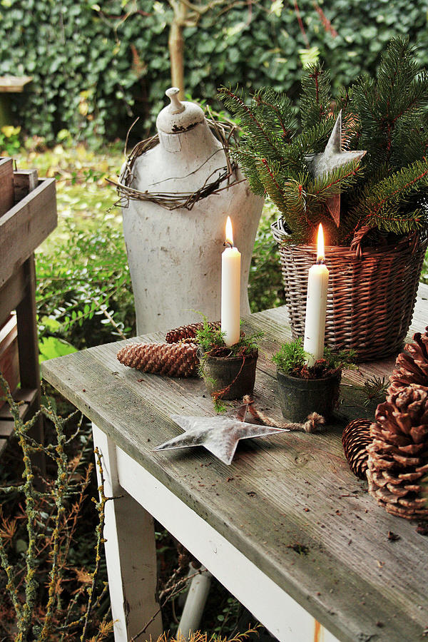 Christmas Decoration With Candles And Stars Photograph by Christin By Hof 9