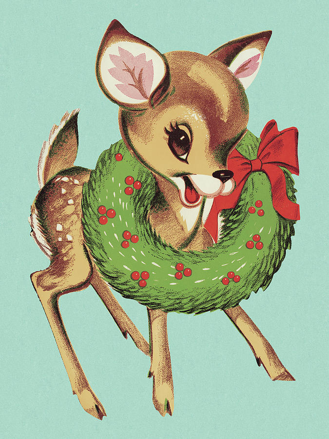 Christmas Drawing - Christmas Deer by CSA Images