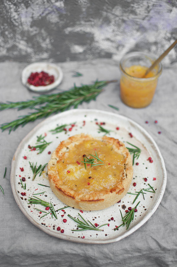 Christmas Duck Shortcrust Pie Topped With Orange-rosemary Jam And Rose Pepper Photograph by Kachel Katarzyna
