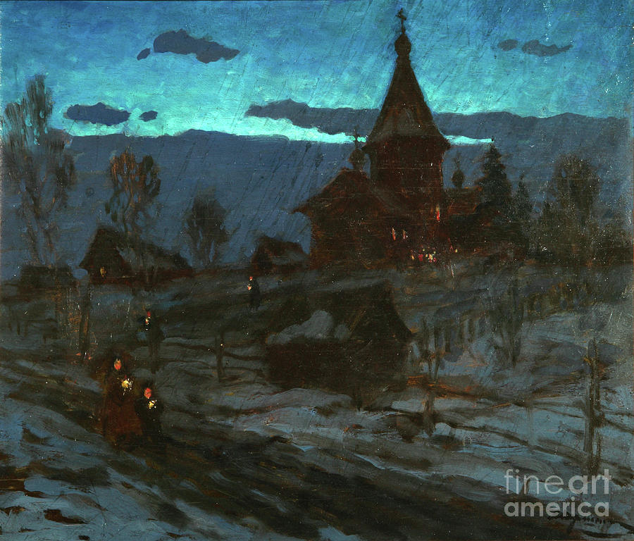 Christmas Eve, 1910s. Artist Pershin Drawing by Heritage Images