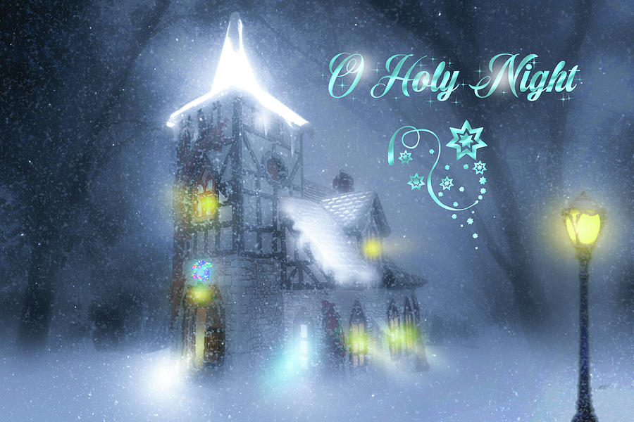 Christmas Eve At Old Michael Church - Greeting Digital Art