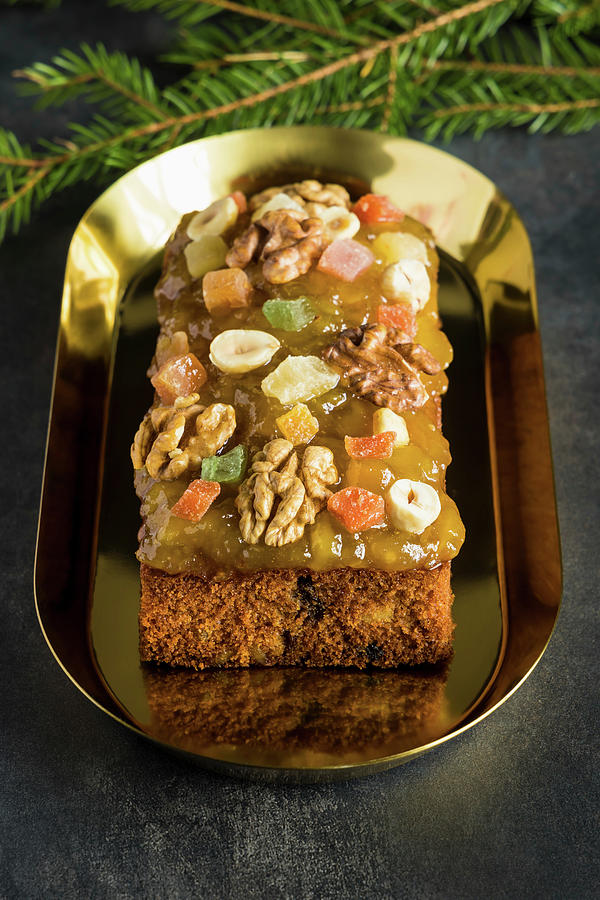 Christmas Fruit Cake With Nuts, Spices And Sweet Fruits Photograph by Alla Machutt