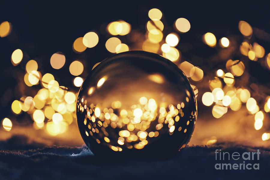 Christmas glass ball in snow. Glitter background Photograph by Michal  Bednarek - Pixels