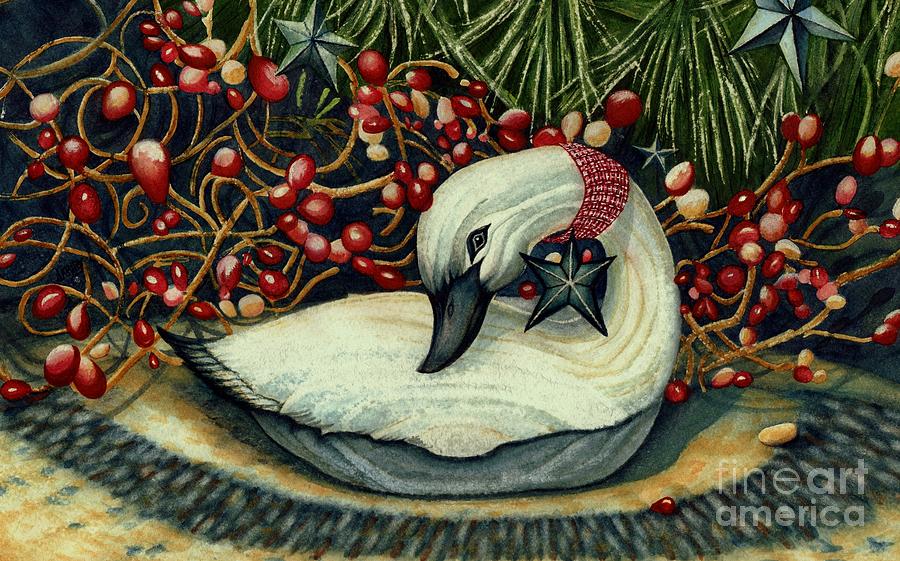 Goose Painting - Christmas Goose by Janine Riley