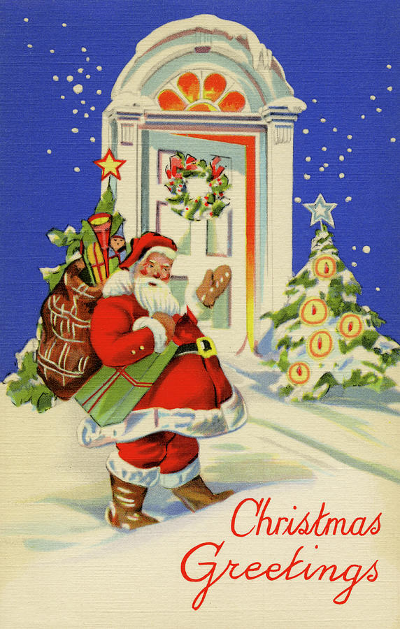 Christmas Greetings Painting by Curt Teich & Company