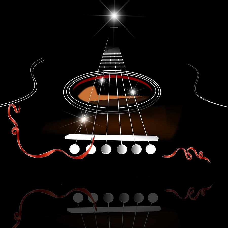 Christmas guitar Digital Art by Louise Lavallee - Fine Art America