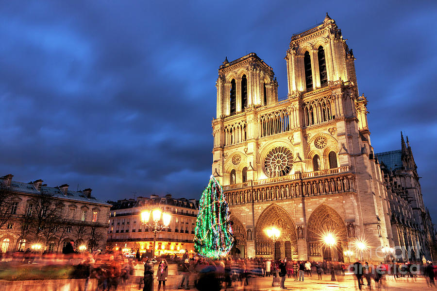 Christmas in Paris at Cathedrale Notre-Dame de Paris Photograph by John Rizzuto