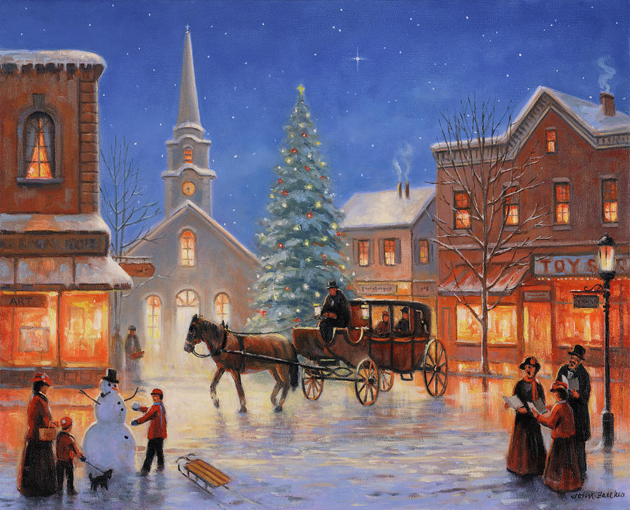 Christmas In Pleasantville Painting by John Zaccheo - Fine Art America