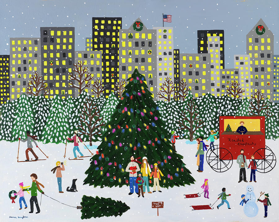 Christmas In The City Painting by Susan C Houghton - Pixels