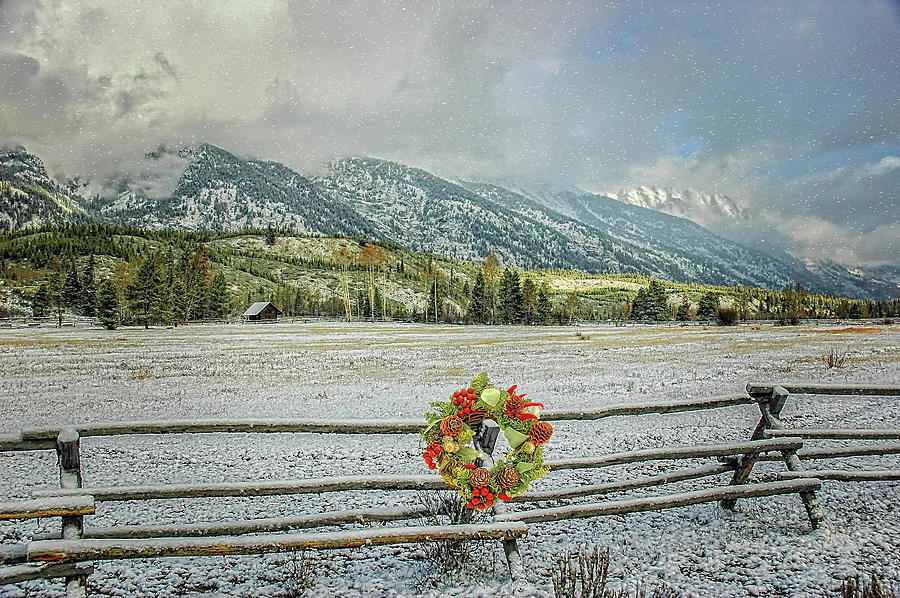 Barn Photograph - Christmas in the Tetons by Mary Timman
