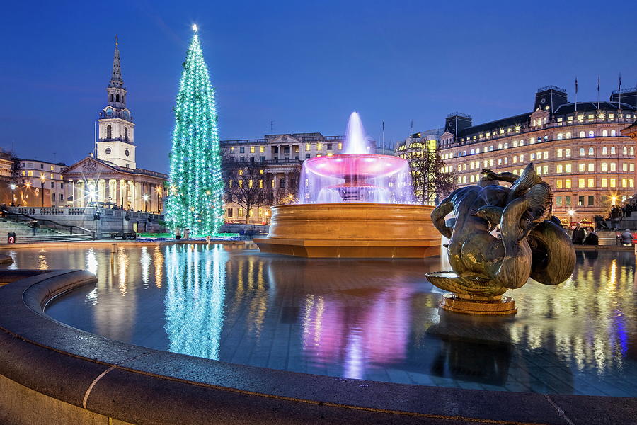 Christmas In Trafalgar Square, London Digital Art by Reinhard Schmid