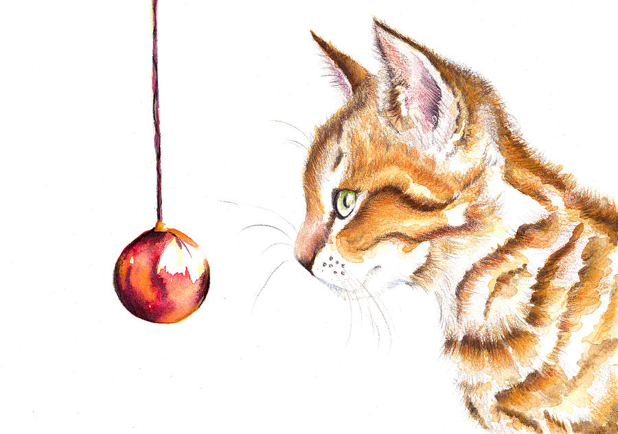 Cat - Christmas Is Coming Painting by Debra Hall
