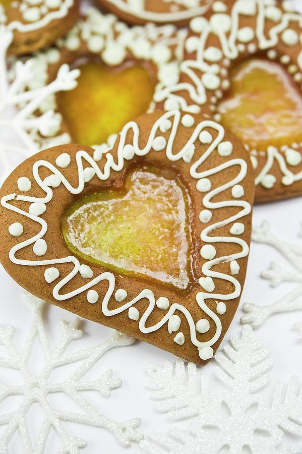Christmas Jewel Window Biscuits Decorated With Icing Photograph by Burgess, Linda